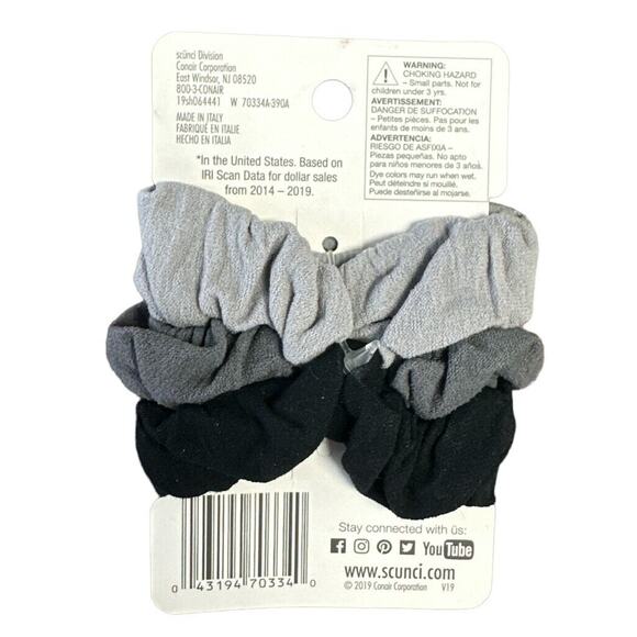 Set of 3 Scunci Luxe Feel Hair Ponytailers, No Damage Grey & Black #70334 - Picture 3 of 3